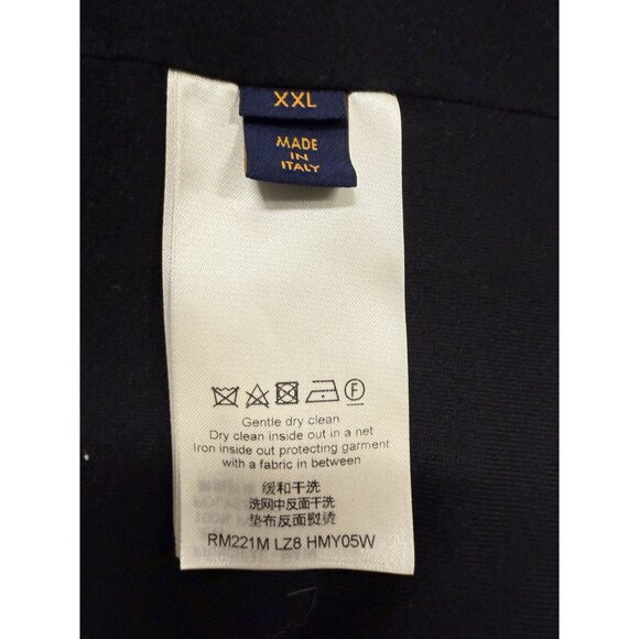 Louis Vuitton Checkered Navy & Black Sherpa Jacket Mens Full-Zip Embroidered Log - Picture 9 of 14